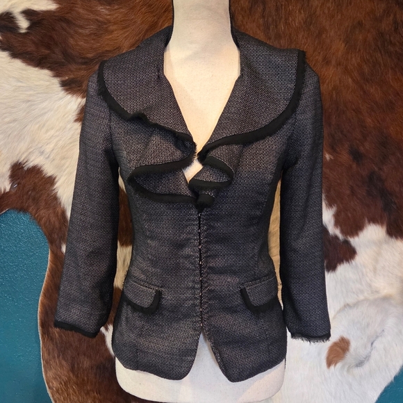 Maurices Jackets & Blazers - Chic Black Women's Blazer with Ruffled Collar